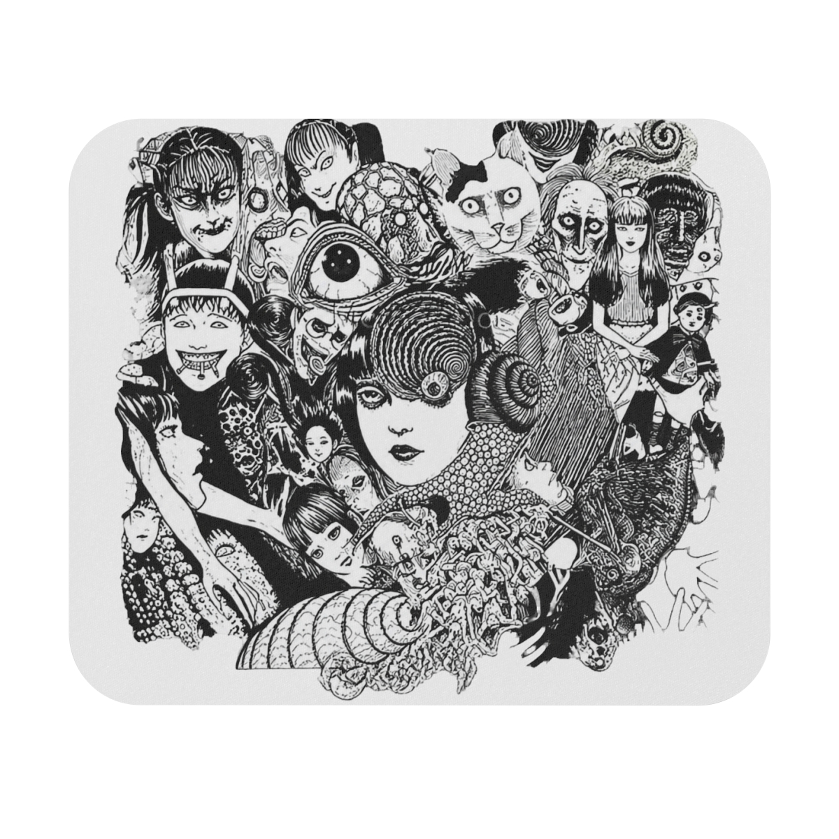 Junji Ito Tomie Uzumaki Collage Non-Slip Mousepad Gaming Computer Desk Accessories Gaming Desktop Laptop Desk Accessories with Stitched Edge 7.1 x 8.7 inches