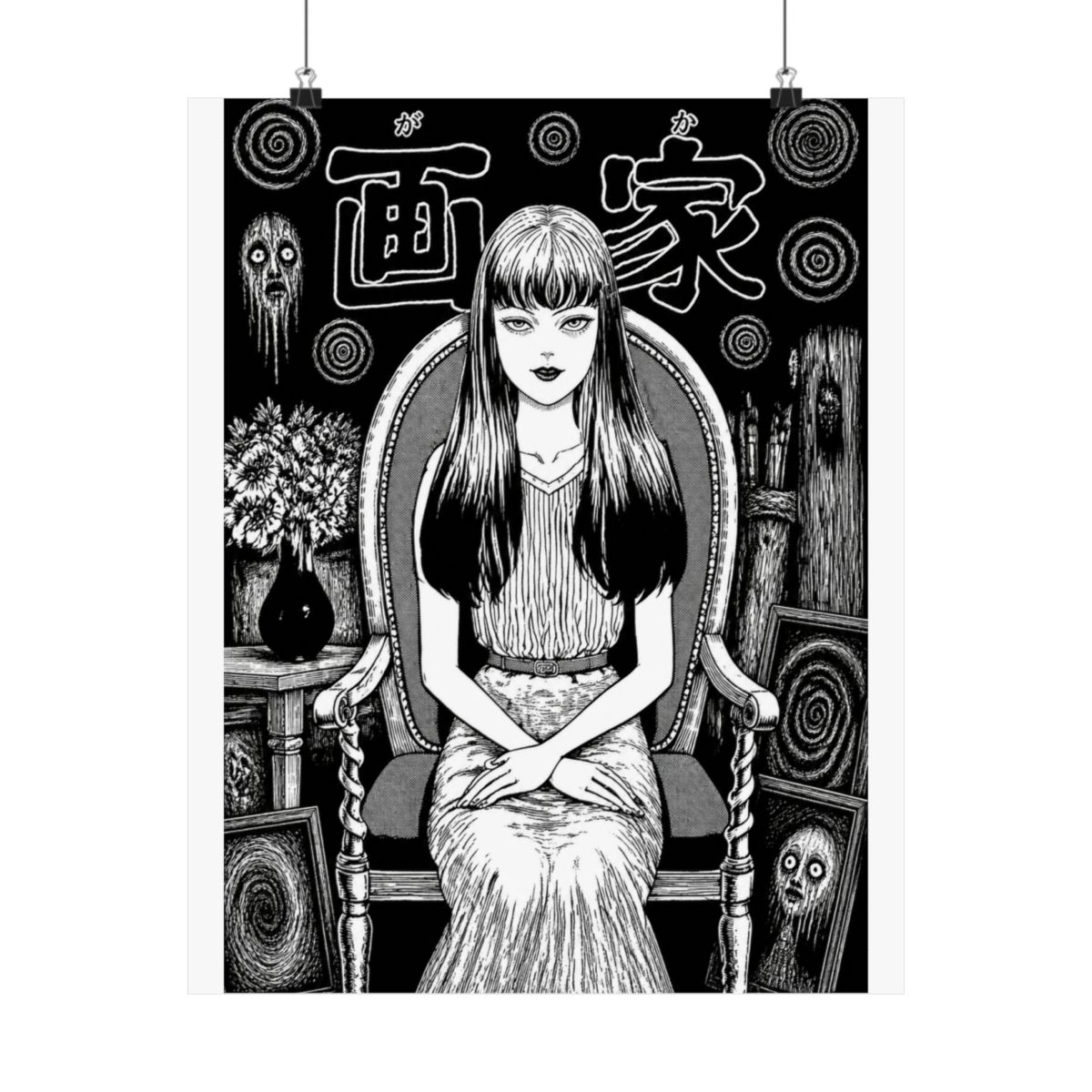 ABYSTYLE Junji Ito Tomie Unframed Poster 20.5" x 15.5" Horror Anime Manga Wall Art Prints for Bedroom Office Room Decor Gift - alternate angle 5, merchandise