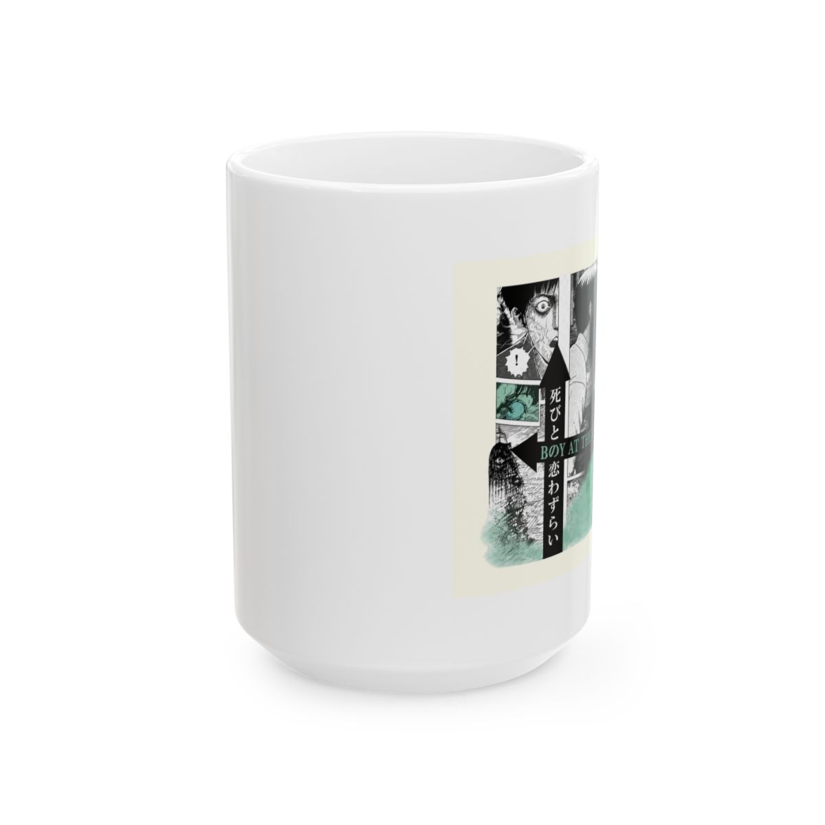 ABYSTYLE Junji Ito The Boy at the Crossroads Ceramic Coffee Tea Mug Hold 10 Oz Horror Anime Drinkware Home & Kitchen Merch Gift - alternate angle 2, merchandise