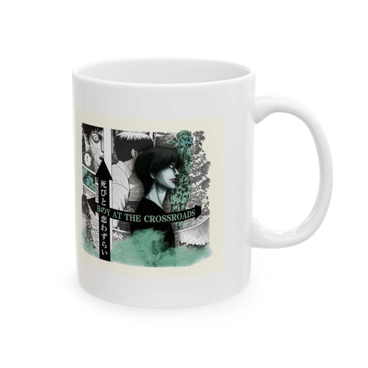 ABYSTYLE Junji Ito The Boy at the Crossroads Ceramic Coffee Tea Mug Hold 10 Oz Horror Anime Drinkware Home & Kitchen Merch Gift