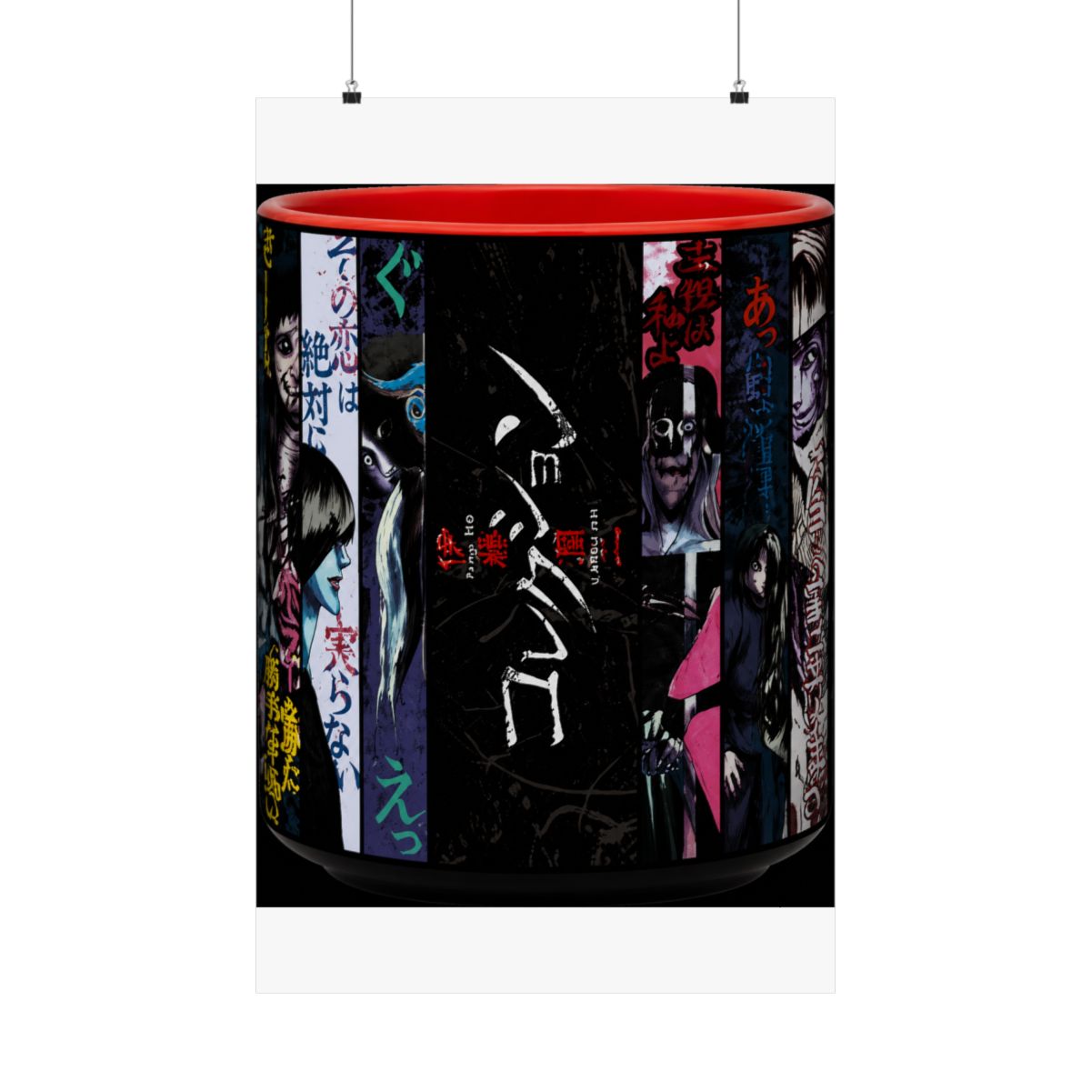 Junji Ito Panel Asian-Style Ceramic Tea Cup | Traditional Japanese-Inspired Without Handle | Holds 9 Ounces - alternate angle 1, merchandise